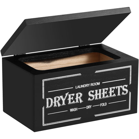 Wooden Dryer Sheet Holder with Lid, Laundry Room Softener Sheet Organizer, Black 7.87 In In Australia - Darrahopens