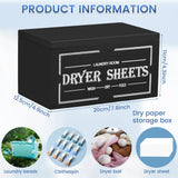 Wooden Dryer Sheet Holder with Lid, Laundry Room Softener Sheet Organizer, Black 7.87 In