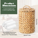 Wicker Trash Can with Lid, Handwoven Water Hyacinth Waste Basket with 100 Bags, Natural 1.3 Gal In Australia - Darrahopens