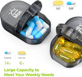 7 Day AM PM Pill Organizer, Large Travel Weekly Pill Case with Zipper Bag for Vitamins, Black In Australia - Darrahopens