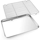 Half Sheet Baking Pan with Rack, Stainless Steel Oven Cookie Sheet Set for Cooking, 18 x 13 In In Australia - Darrahopens