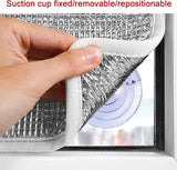 Blackout Window Film, Reusable Suction Cup UV Heat Privacy Glass Film, Silver 27.56 x 51.18 In