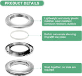 50 Pack Curtain Grommets, Plastic Snap Rings with Silencing Ring, Gloss Silver 1-9/16 In