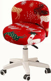 Round Back Chair Cover, Stretch Slipcover for Swivel Salon Vanity Stool, Red Christmas 13-15 In In Australia - Darrahopens