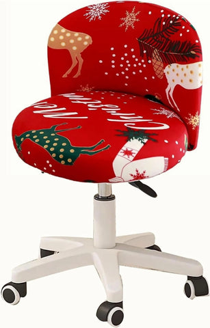 Round Back Chair Cover, Stretch Slipcover for Swivel Salon Vanity Stool, Red Christmas 13-15 In In Australia - Darrahopens