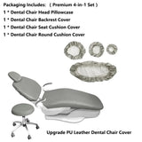 4 Pcs Dental Chair Covers, Waterproof PU Leather Protective Covers for Clinic Chairs, Black