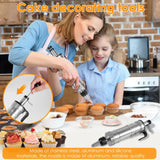 Cake Decorating Syringe Set, Stainless Steel Icing Dispenser with 6 Nozzles 3 Scrapers, Black In Australia - Darrahopens