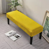 Dining Bench Cover, Stretch Velvet Washable Seat Protector for Dining Room, Yellow 42-55 In In Australia - Darrahopens