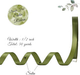 Double Face Satin Ribbon, Polyester Craft Ribbon for Wedding Gift Wrap, Olive Green 1/2 In x 50 Yd In Australia - Darrahopens