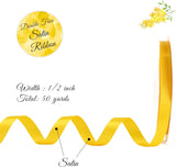 Double Face Satin Ribbon, Polyester Gift Wrapping Wedding Craft Ribbon, Yellow 1/2 In x 50 Yd
