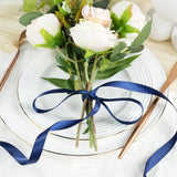 Double Face Satin Ribbon, Thin Polyester Craft Ribbon for Wedding Decor, Dusty Blue 1/2 In x 50 Yd