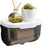 Wall Mounted Enclosed Toilet Paper Holder, Waterproof Roll Protector with Phone Shelf, Black In Australia - Darrahopens