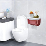 Wall Mounted Enclosed Toilet Paper Holder, Waterproof Roll Protector with Phone Shelf, Pink In Australia - Darrahopens
