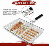 Large Stainless Steel Grill Basket, Folding BBQ Rack with Detachable Handle, 12.6 x 9.45 x 2 In In Australia - Darrahopens