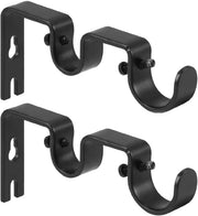 2 Pack Double Curtain Rod Brackets, Heavy Duty Metal Holders for 1 In and 5/8 In Rods, Black In Australia - Darrahopens