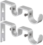2 Pack Double Curtain Rod Brackets, Heavy Duty Metal Holders for 1 In and 5/8 In Rods, Silver In Australia - Darrahopens