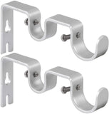 2 Pack Double Curtain Rod Brackets, Heavy Duty Metal Holders for 1 In and 5/8 In Rods, Silver In Australia - Darrahopens