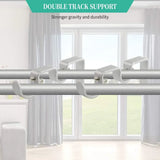 2 Pack Double Curtain Rod Brackets, Heavy Duty Metal Holders for 1 In and 5/8 In Rods, Silver