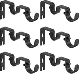 6 Pack Double Curtain Rod Brackets, Heavy Duty Metal Holders for 1 In and 5/8 In Rods, Black In Australia - Darrahopens