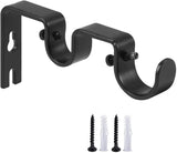 6 Pack Double Curtain Rod Brackets, Heavy Duty Metal Holders for 1 In and 5/8 In Rods, Black