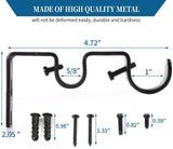 6 Pack Double Curtain Rod Brackets, Heavy Duty Metal Holders for 1 In and 5/8 In Rods, Black In Australia - Darrahopens