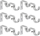 6 Pack Double Curtain Rod Brackets, Heavy Duty Metal Holders for 1 In and 5/8 In Rods, Silver In Australia - Darrahopens