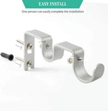 6 Pack Double Curtain Rod Brackets, Heavy Duty Metal Holders for 1 In and 5/8 In Rods, Silver