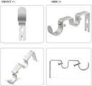 6 Pack Double Curtain Rod Brackets, Heavy Duty Metal Holders for 1 In and 5/8 In Rods, Silver In Australia - Darrahopens