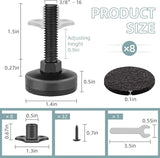 8 Pack Heavy Duty Furniture Levelers, 3/8-16 Adjustable Leg Levelers for Tables Chairs, Black In Australia - Darrahopens