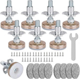 8 Pack Heavy Duty Furniture Levelers, 3/8-16 Adjustable Leg Levelers for Tables Chairs, Silver