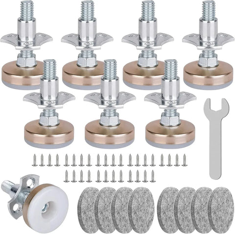 8 Pack Heavy Duty Furniture Levelers, 3/8-16 Adjustable Leg Levelers for Tables Chairs, Silver
