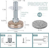 8 Pack Heavy Duty Furniture Levelers, 3/8-16 Adjustable Leg Levelers for Tables Chairs, Silver In Australia - Darrahopens