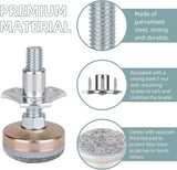 8 Pack Heavy Duty Furniture Levelers, 3/8-16 Adjustable Leg Levelers for Tables Chairs, Silver