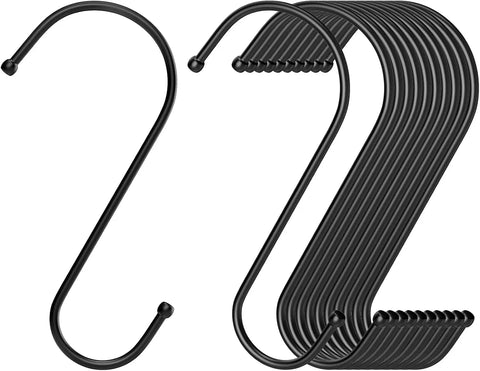 12 Pack Large S Hooks, 6 Inch Heavy Duty Reversible Metal Hanging Hooks for Plants Kitchen, Black In Australia - Darrahopens