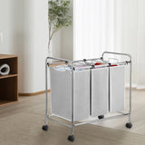 3 Pcs Laundry Sorter Cart Replacement Bags, Heavy Duty Oxford Hamper Liners for 3 Section Carts, Gray