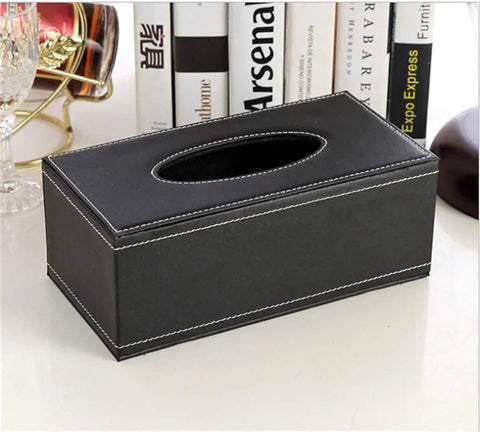 Leather Tissue Box Holder, Rectangular Cover with Lid for Home Office Car Tabletop, Black In Australia - Darrahopens
