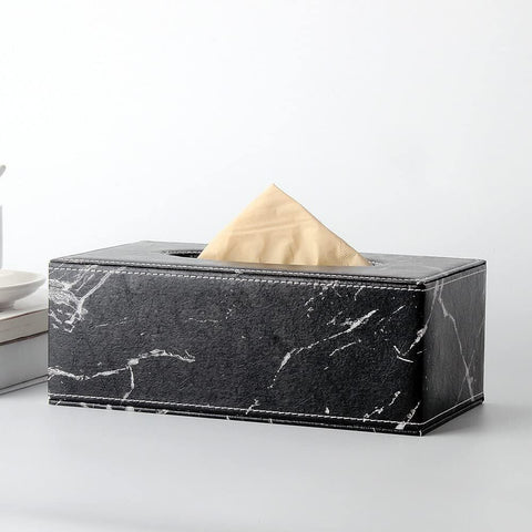 Leather Tissue Box Holder, Rectangular Cover with Lid for Home Office Car Tabletop, Black 3 In Australia - Darrahopens