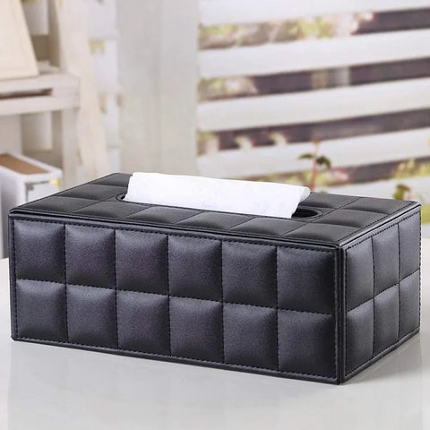Leather Tissue Box Holder, Rectangular Cover with Lid for Home Office Car Tabletop, Black 2 In Australia - Darrahopens