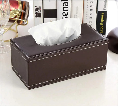 Leather Tissue Box Holder, Rectangular Cover with Lid for Home Office Car Tabletop, Brown 3 In Australia - Darrahopens