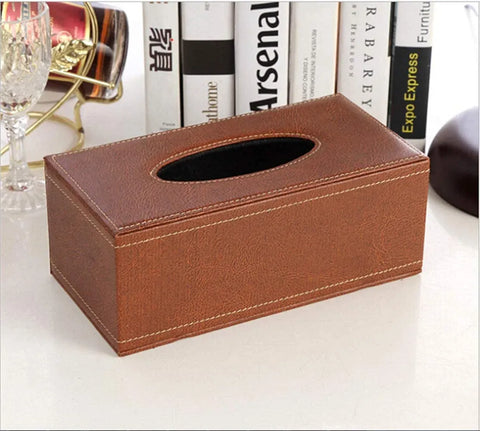 Leather Tissue Box Holder, Rectangular Cover with Lid for Home Office Car Tabletop, Brown 5 In Australia - Darrahopens