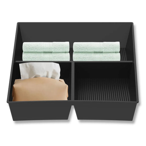 Lower Center Console Organizer Tray, Non Slip Waterproof TPE Car Storage Box Insert, Black