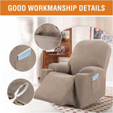 Power Lift Recliner Chair Cover, Stretch Jacquard Fitted Slipcover with Side Pocket, Beige In Australia - Darrahopens