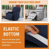 Power Lift Recliner Chair Cover, Stretch Jacquard Slipcover with Side Pocket, Navy Blue