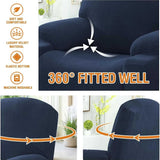 Power Lift Recliner Chair Cover, Stretch Jacquard Slipcover with Side Pocket, Navy Blue