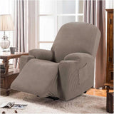Power Lift Recliner Chair Cover, Stretch Jacquard Fitted Slipcover with Side Pocket, Taupe