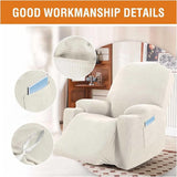 Power Lift Recliner Chair Cover, Stretch Jacquard Fitted Slipcover with Side Pocket, Cream
