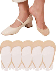 5 Pairs Women's No Show Half Socks, Grippers Heel Straps Low Cut Toe Toppers for Flats, Nude In Australia - Darrahopens