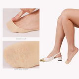 5 Pairs Women's No Show Half Socks, Grippers Heel Straps Low Cut Toe Toppers for Flats, Nude