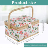 Sewing Basket with Removable Tray, Pin Cushion and Floral Fabric Organizer for Craft Supplies In Australia - Darrahopens