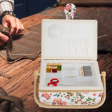 Sewing Basket with Removable Tray, Pin Cushion and Floral Fabric Organizer for Craft Supplies In Australia - Darrahopens